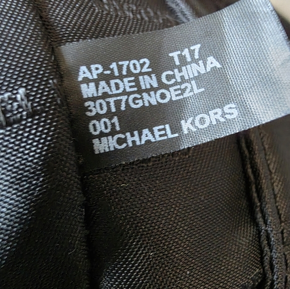 Michael Kors Black Pebbled Leather Goldtone Chain Handles Studded Satchel - Picture 3 of 12